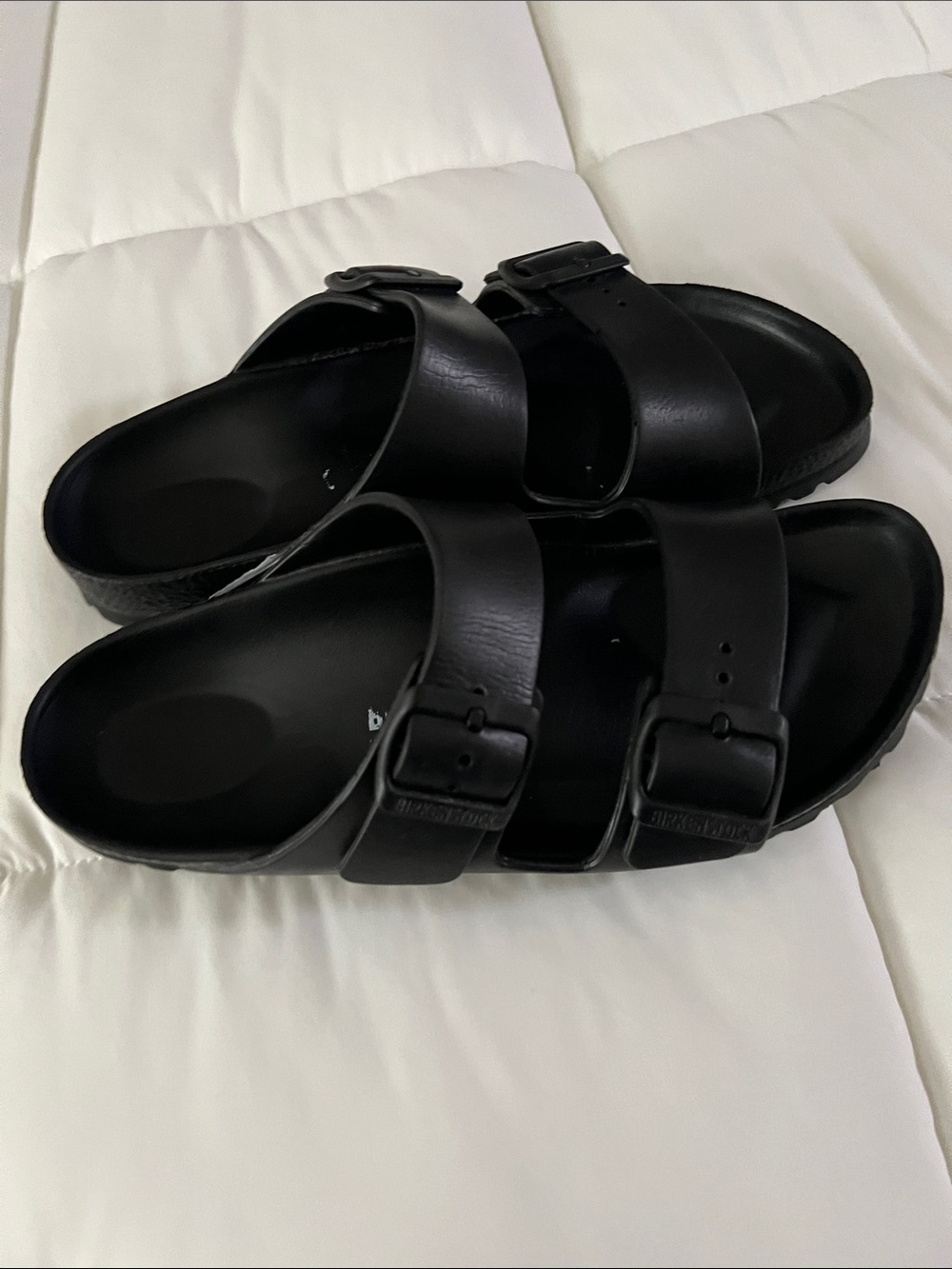 Birkenstock Black Two-Strap Slide Sandals with Buckles - Picture 2 of 4